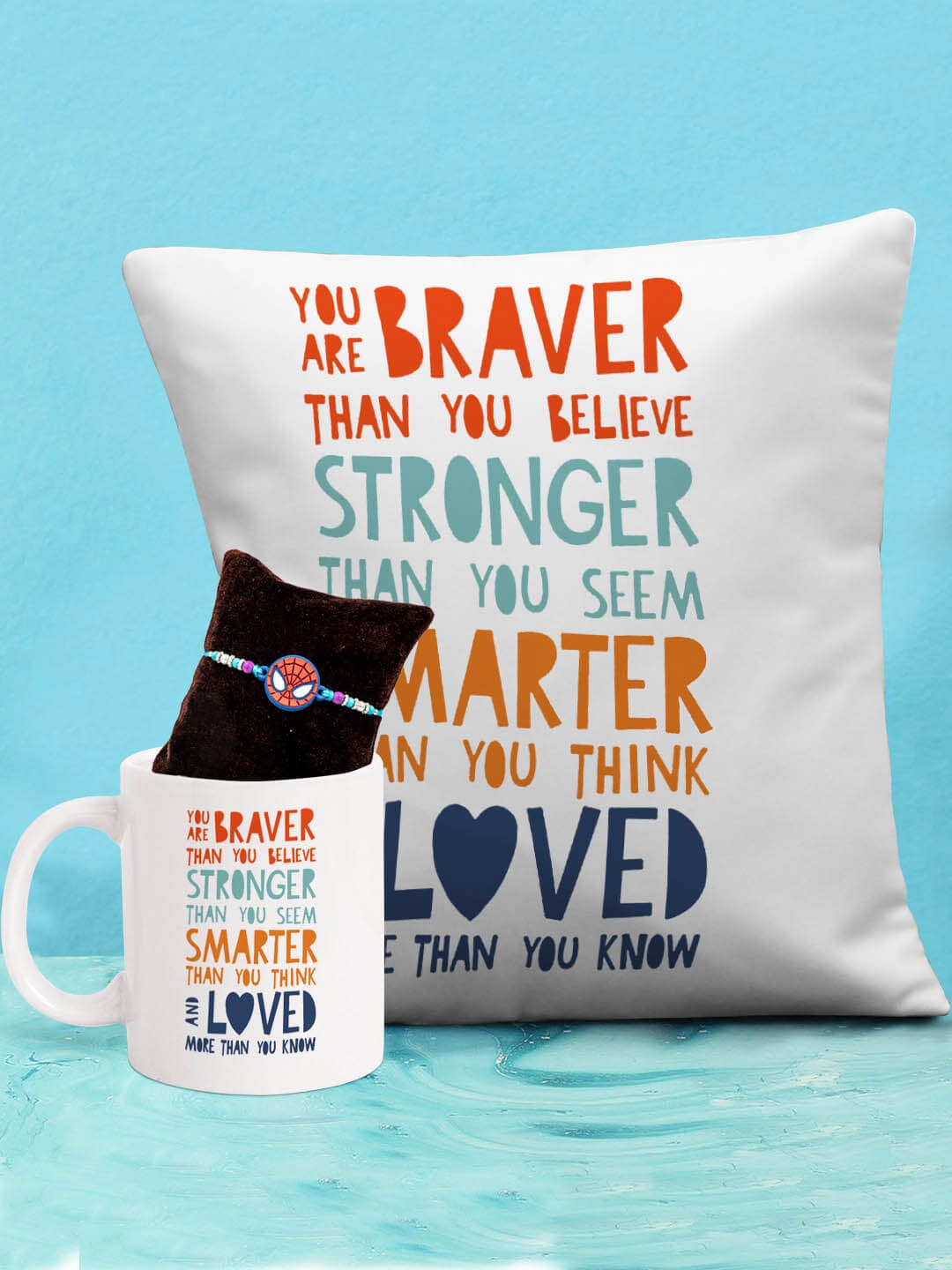 

TIED RIBBONS Rakhi for Boys Kids with Cushion & Mug Combo Gift Pack, Multi