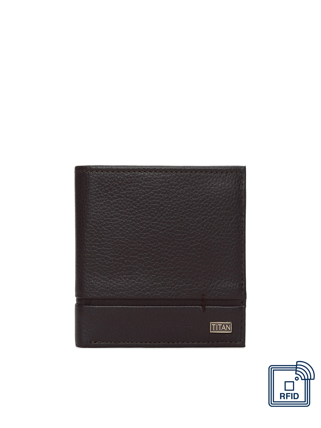 

Titan Men Brown Solid Genuine Leather Two Fold Wallet With RFID