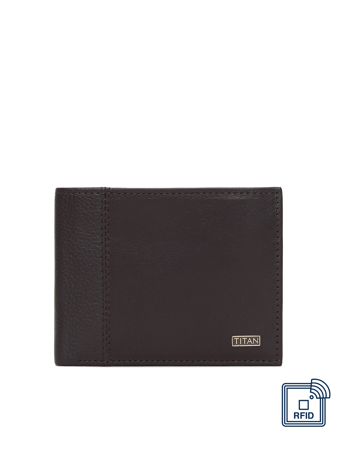 

Titan Men Brown Solid Genuine Leather Two Fold Wallet With RFID