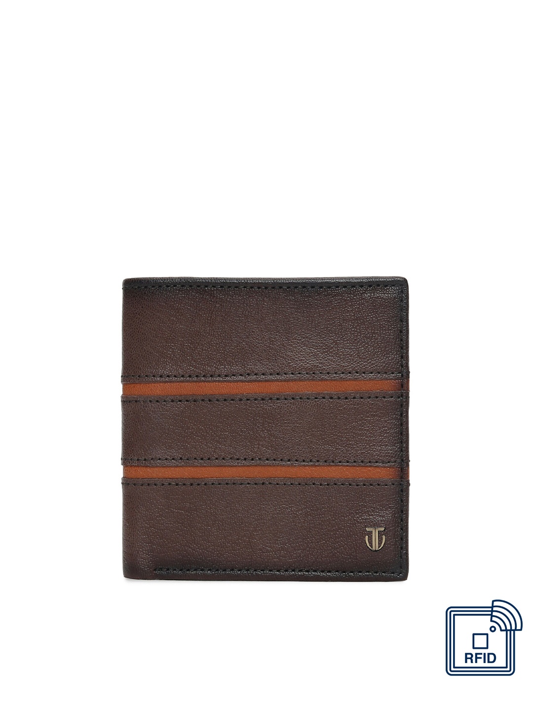 

Titan Men Brown Solid Leather Two Fold Wallet With RFID