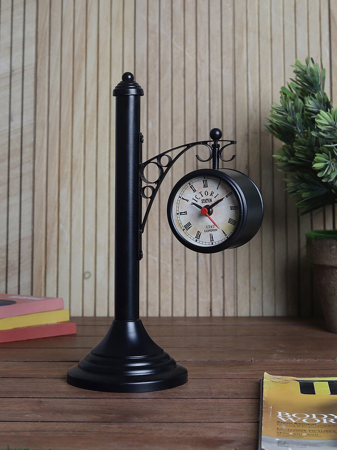 

EXIM DECOR Black Handcrafted Analogue Vintage Table Clock.