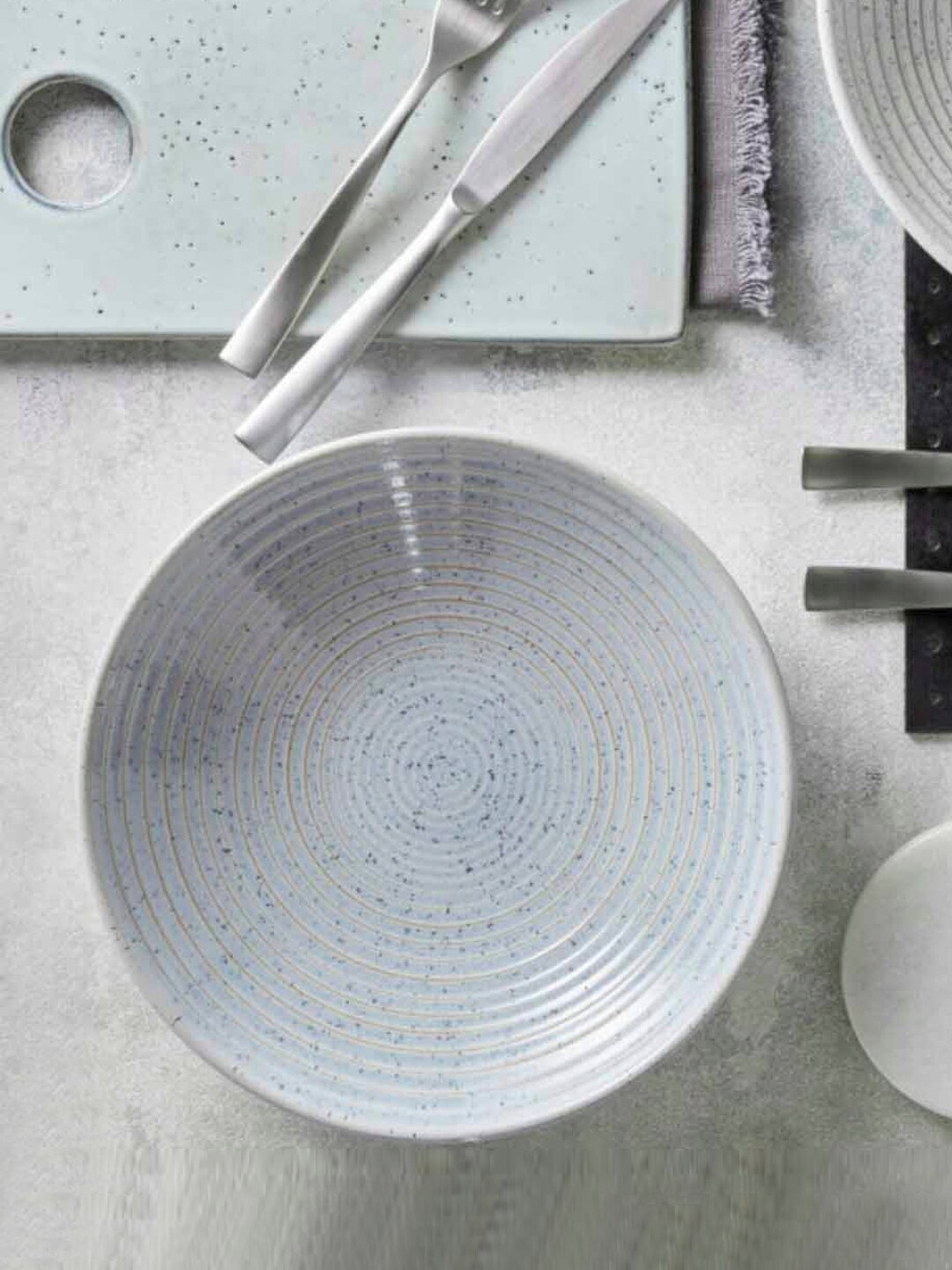 

Denby Blue & Off White Handcrafted Textured Stoneware Ridged Bowls