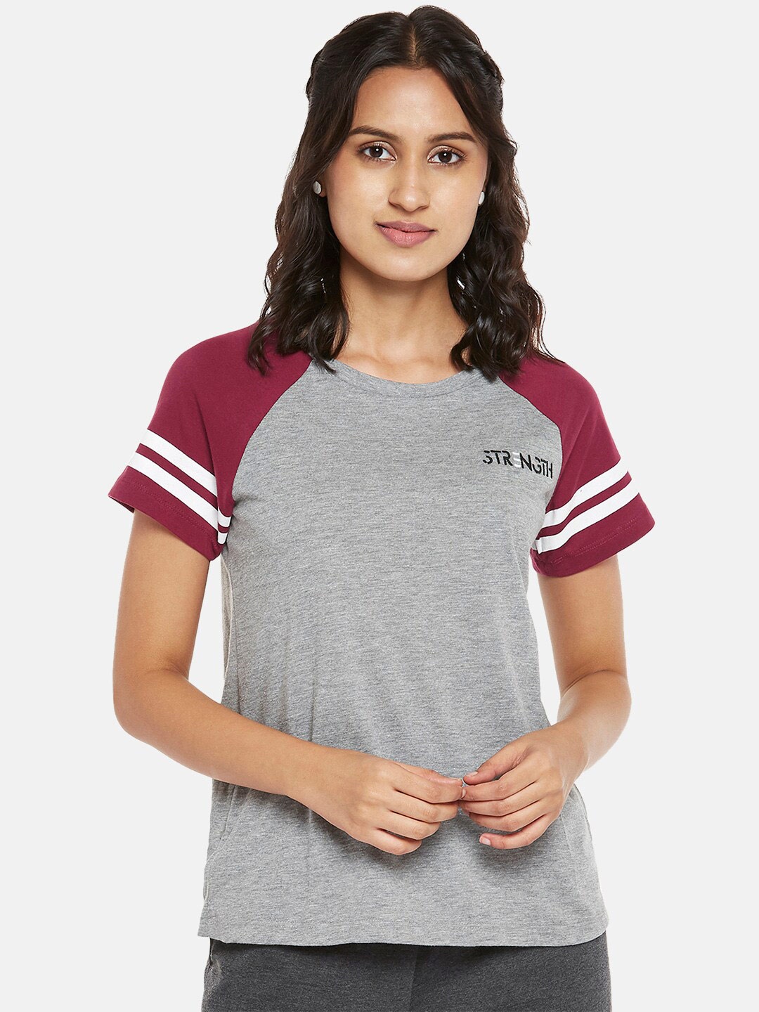 

Ajile by Pantaloons Grey Melange Colourblocked Regular Top