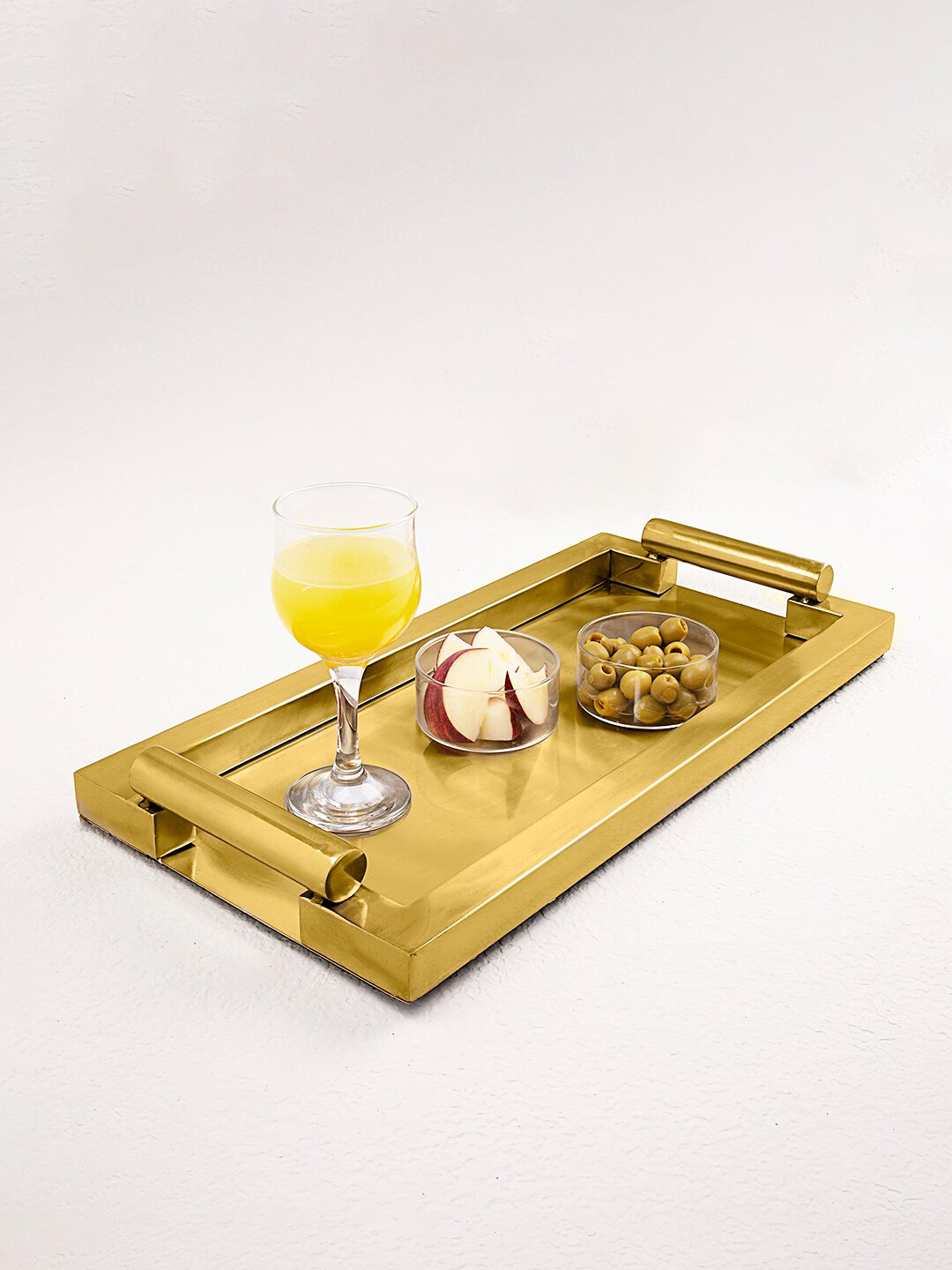 

ellementry Gold-Toned Stainless Steel Tray With Handles