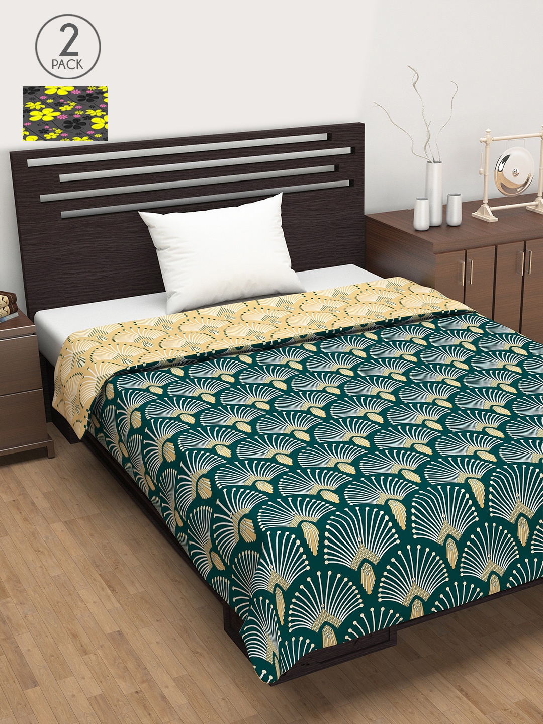 

Divine Casa Black & Green Set of 2 Mild Winter 120 GSM Single Bed Dohar