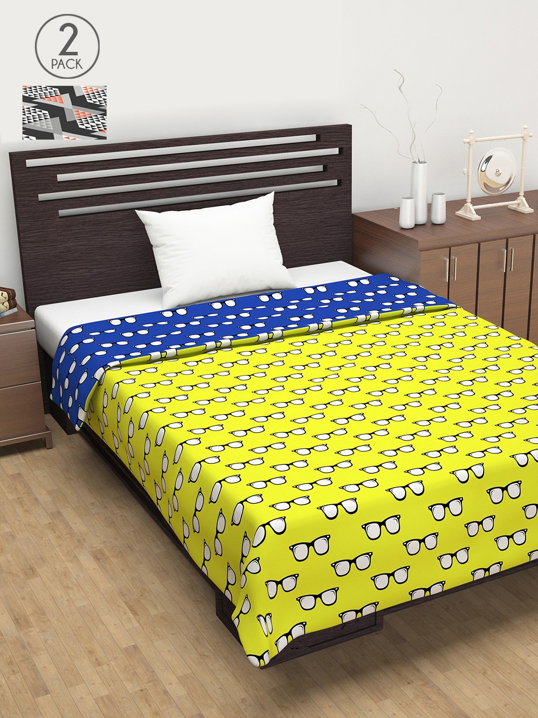 

Divine Casa Yellow & Grey Set of 2 Mild Winter 120 GSM Single Bed Dohar