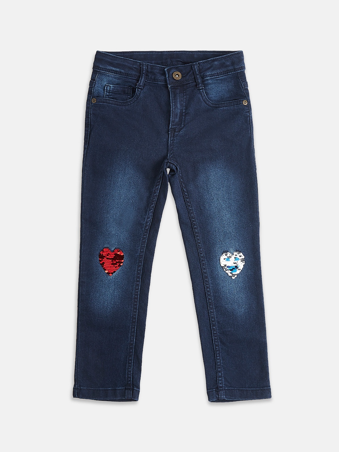 

Pantaloons Junior Girls Blue Light Fade Embellished Jeans