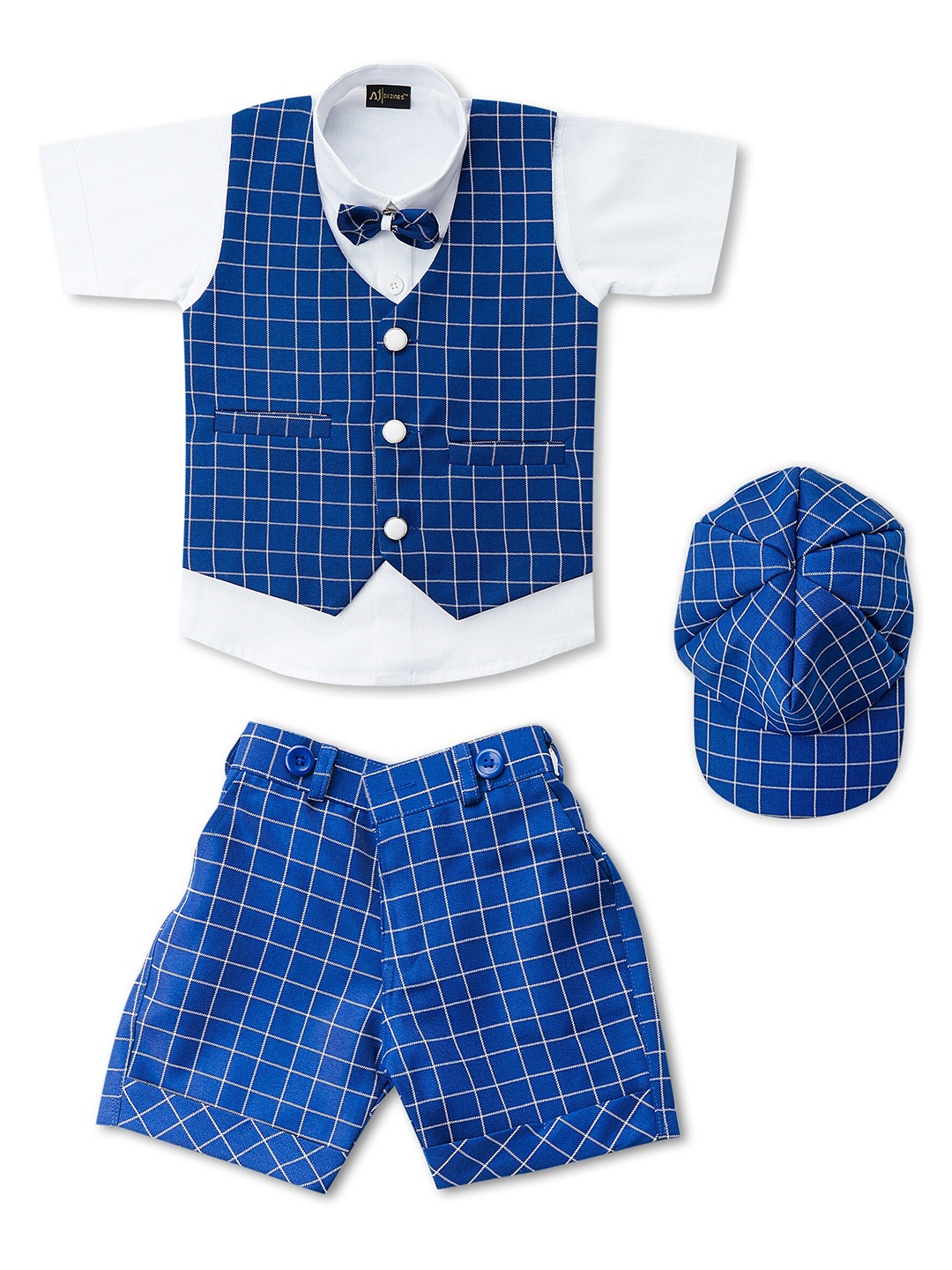 

Aj DEZInES Boys Blue & White Checked Clothing Set