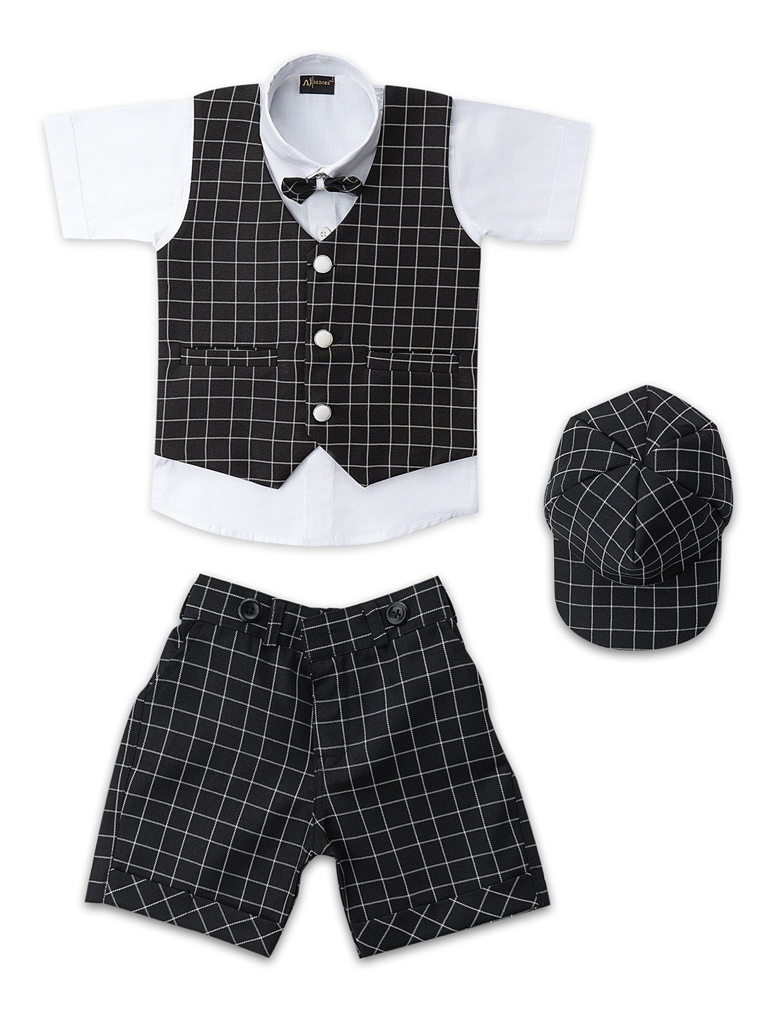 

Aj DEZInES Boys Black & White Checked Clothing Set