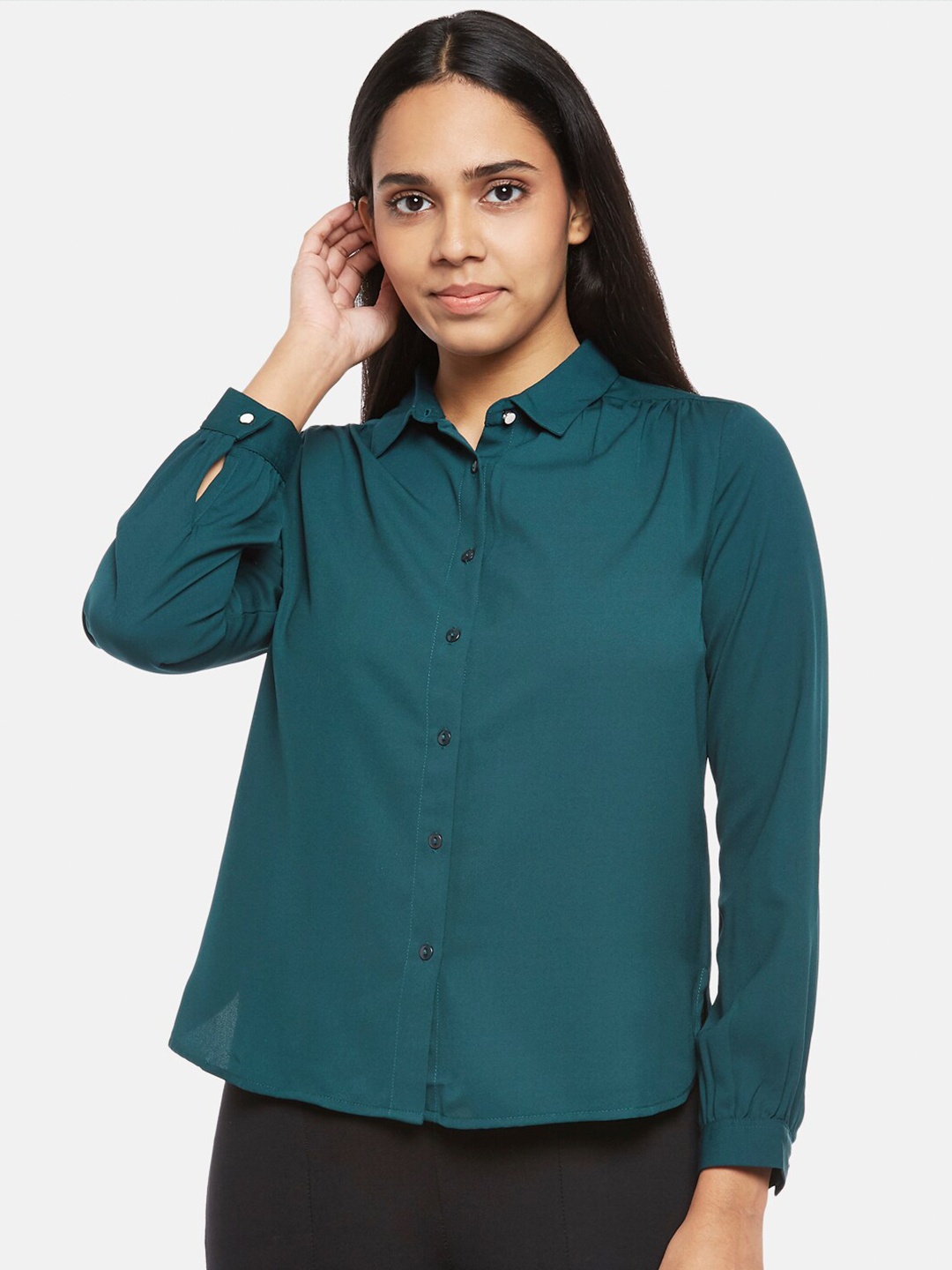 

Annabelle by Pantaloons Teal Shirt Style Top