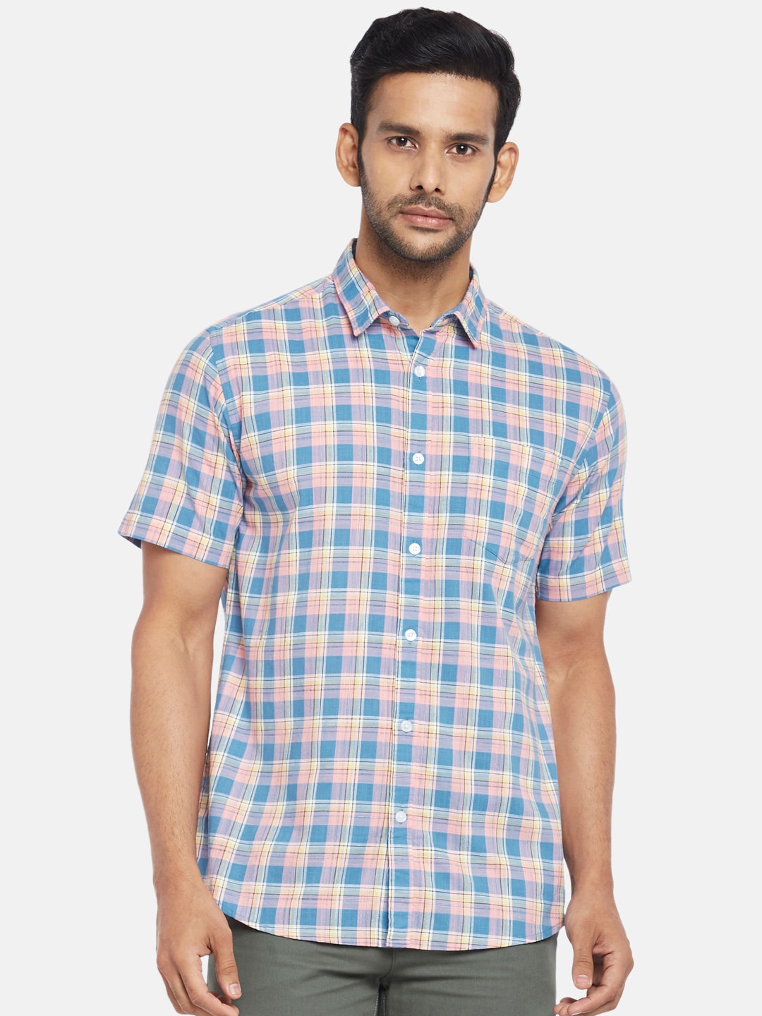 

BYFORD by Pantaloons Men Blue Gingham Checks Checked Casual Shirt