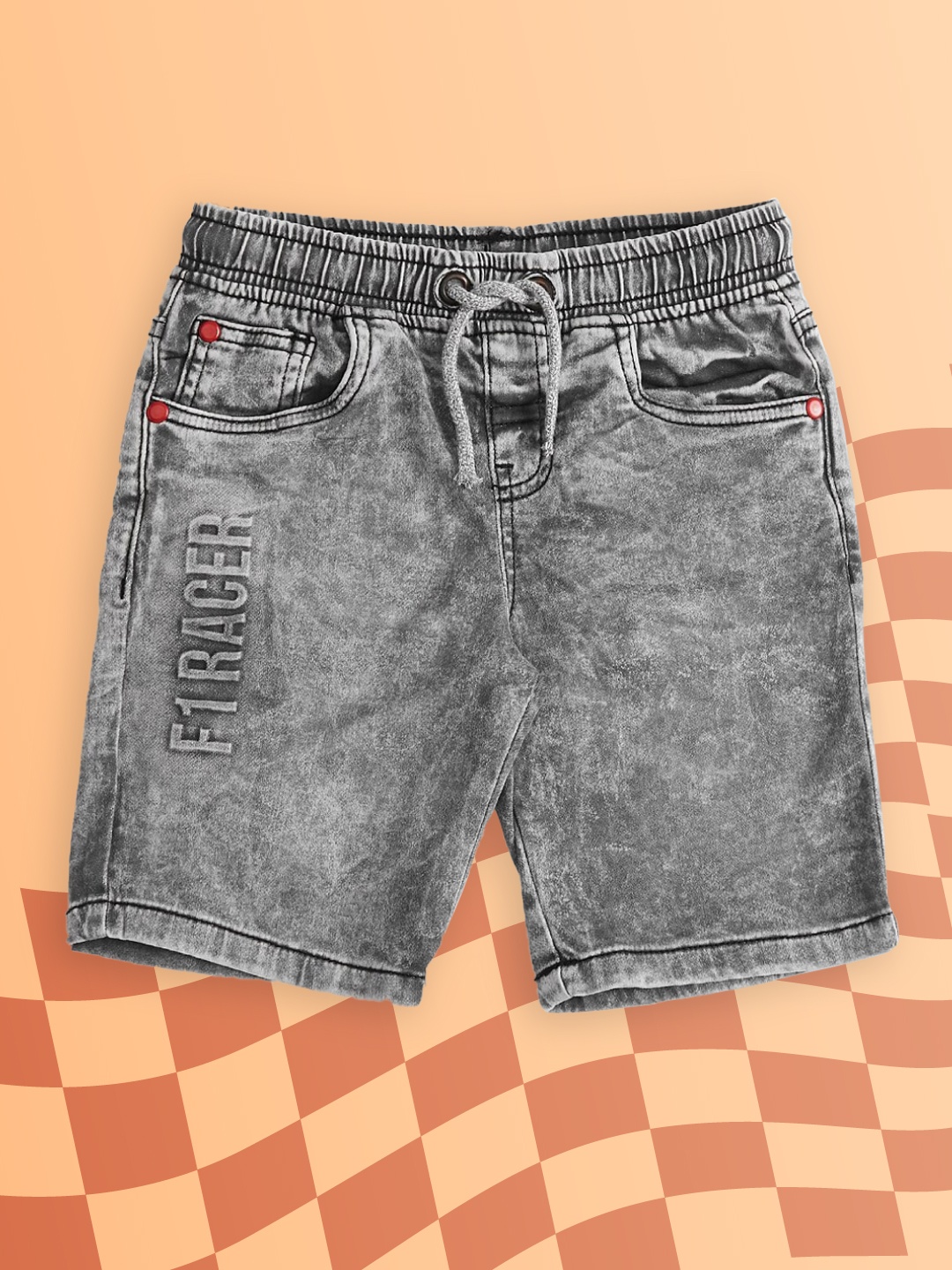 

Pantaloons Junior Boys Grey Washed Mid-Rise Denim Shorts