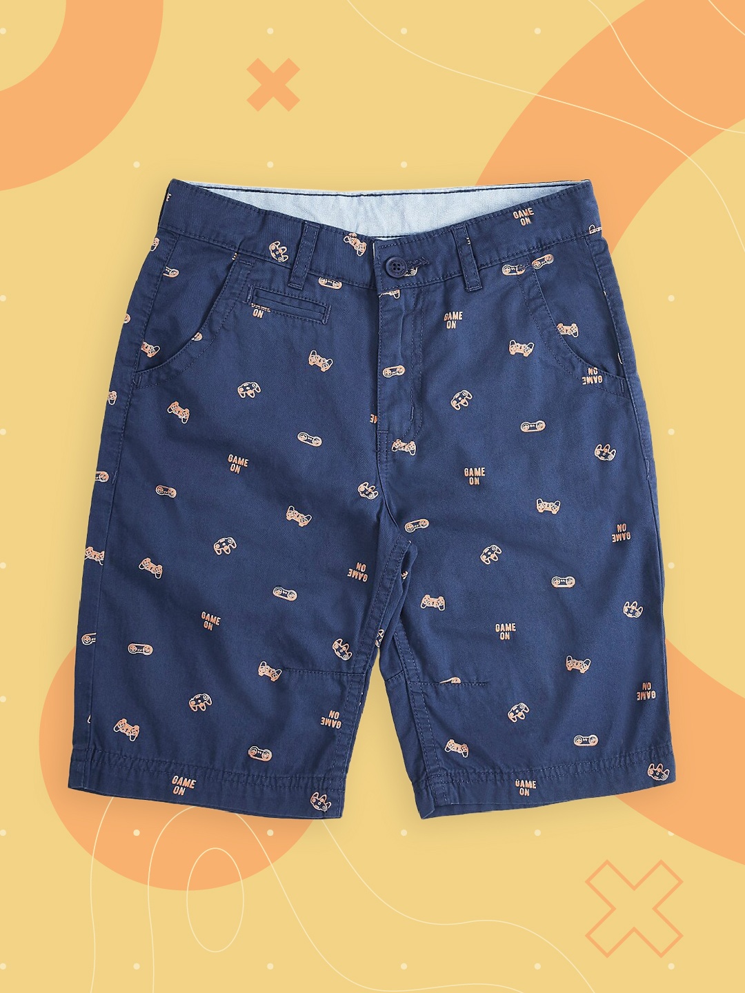 

Pantaloons Junior Boys Navy Blue Printed Mid-Rise Regular Shorts