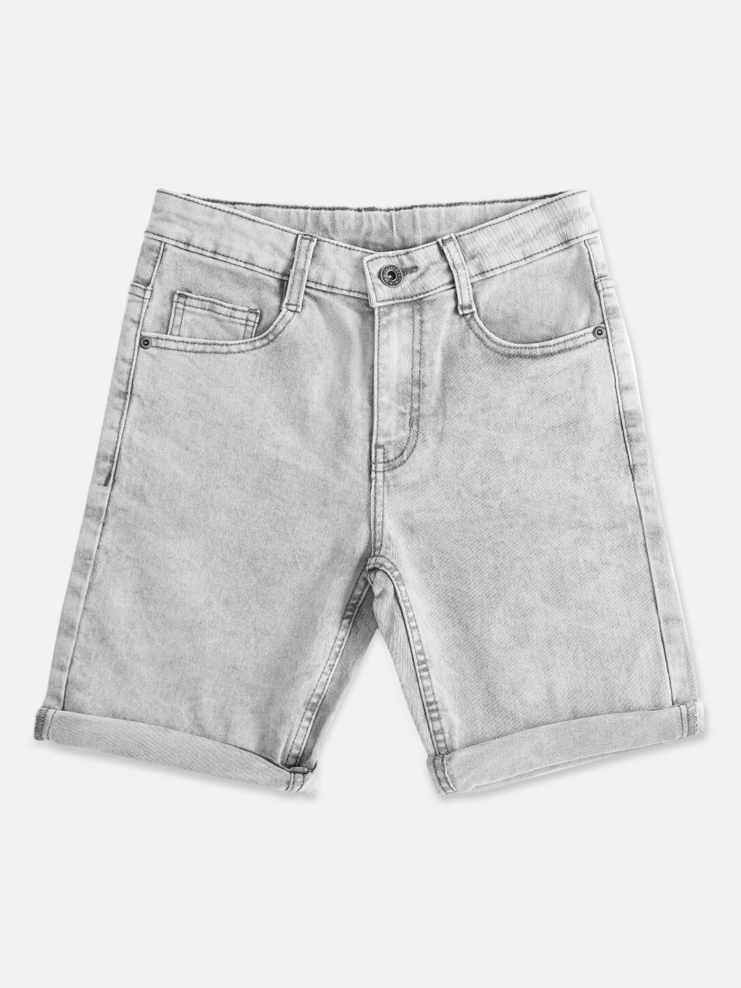 

Pantaloons Junior Boys Grey Washed Mid-Rise Denim Shorts