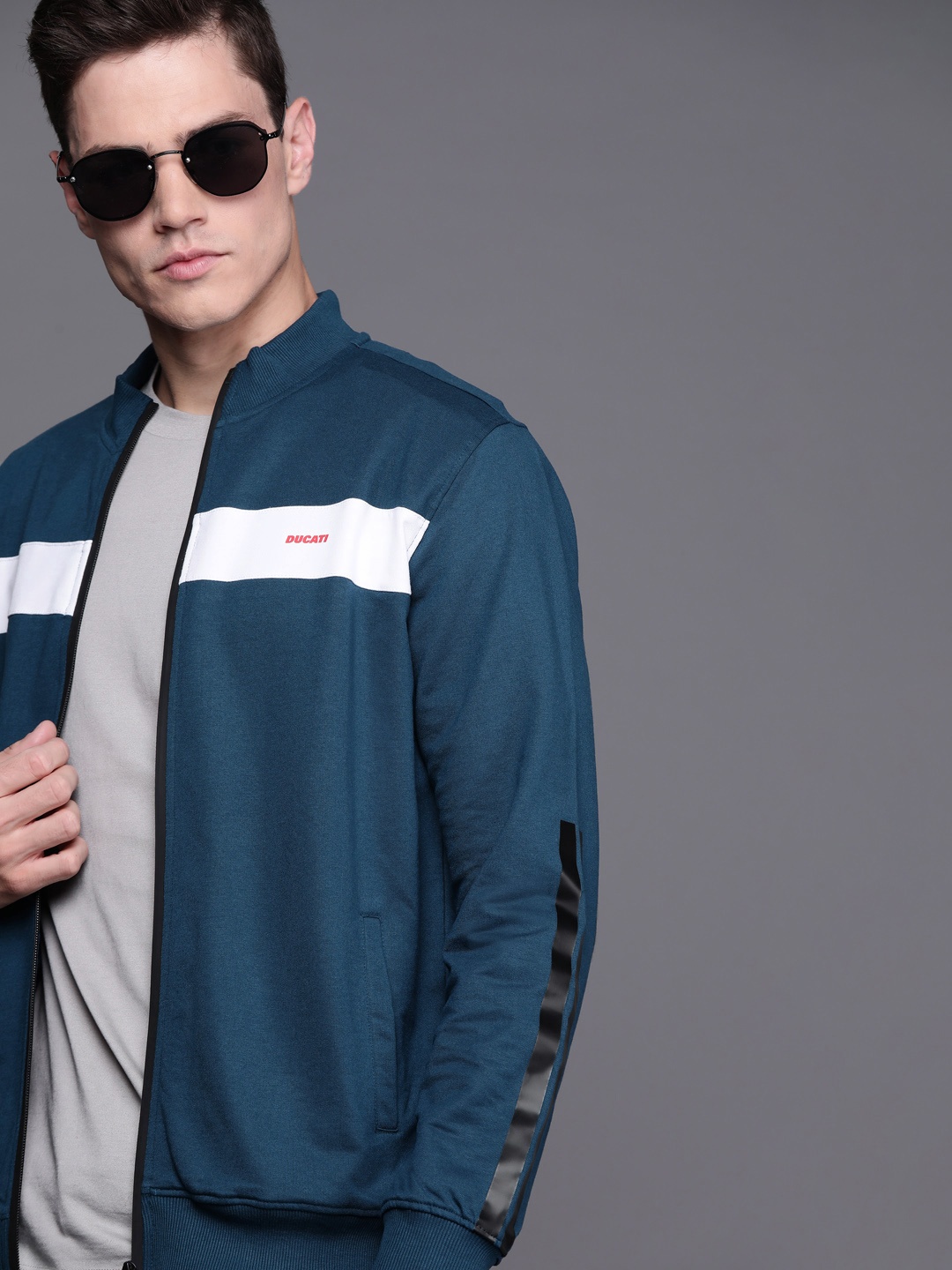 

Ducati Men Teal Blue & White Colourblocked Sweatshirt