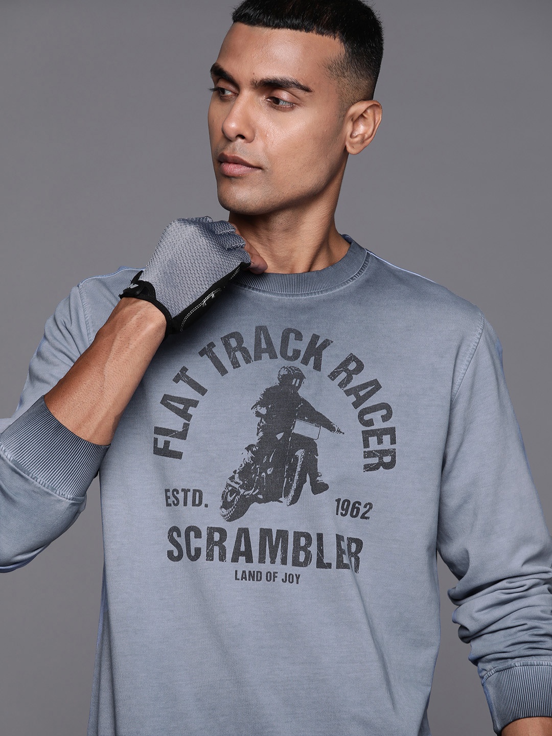 

Ducati Men Blue & Black Typography Printed Pure Cotton Sweatshirt