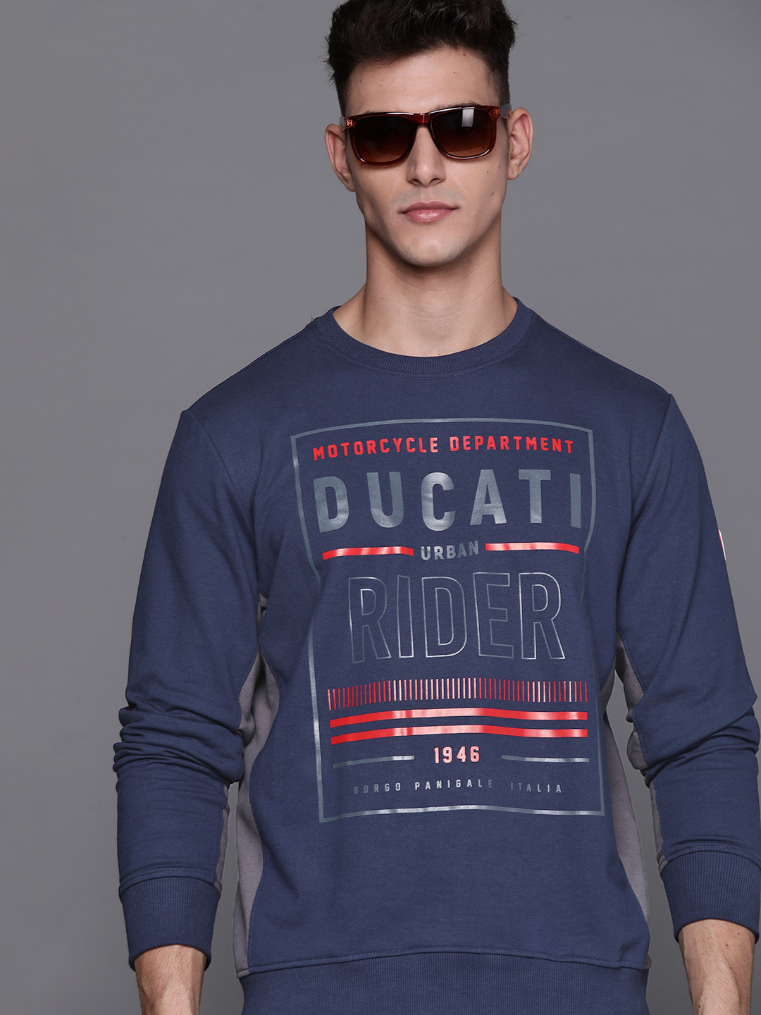 

Ducati Men Navy Blue & Red Typography Print Sweatshirt