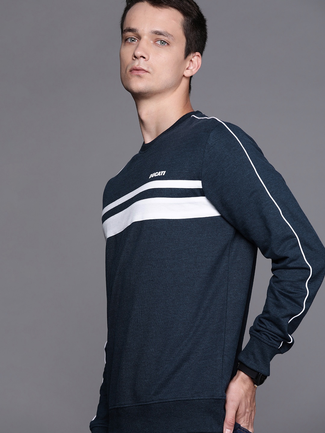 

Ducati Men Navy Blue & White Striped Sweatshirt
