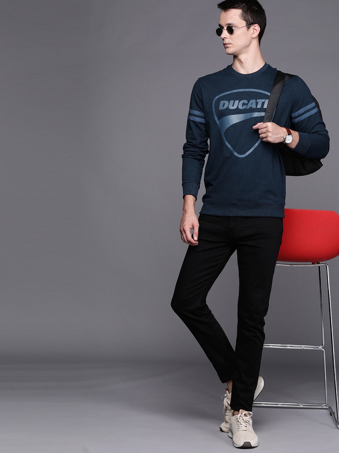 

Ducati Men Navy Blue Brand Logo Printed Sweatshirt