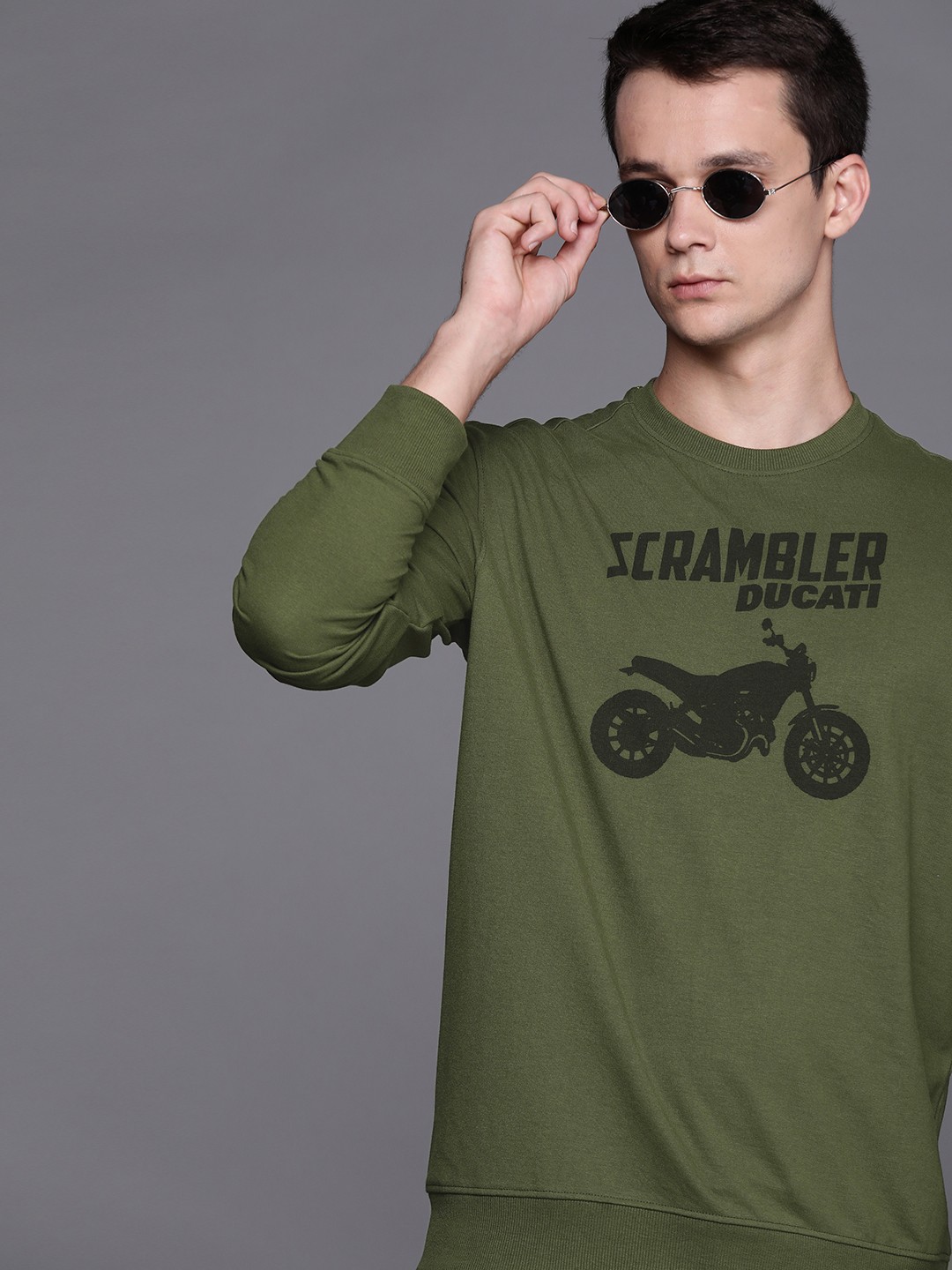 

Ducati Men Olive Green & Black Brand Logo Printed Sweatshirt
