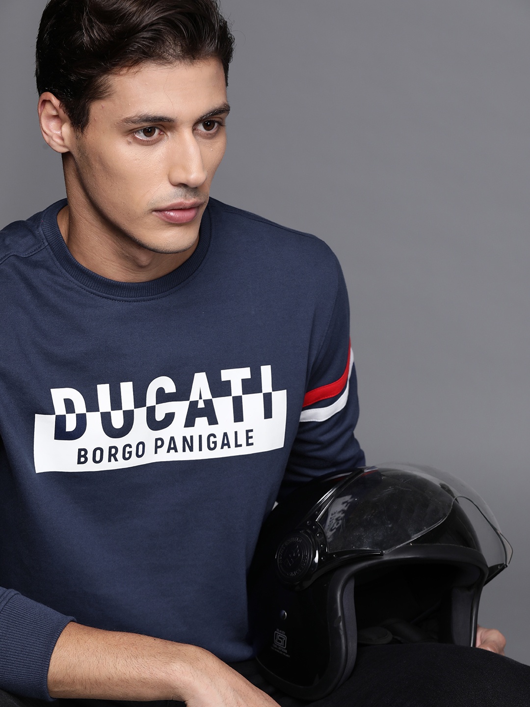 

Ducati Men Navy Printed Sweatshirt, Navy blue