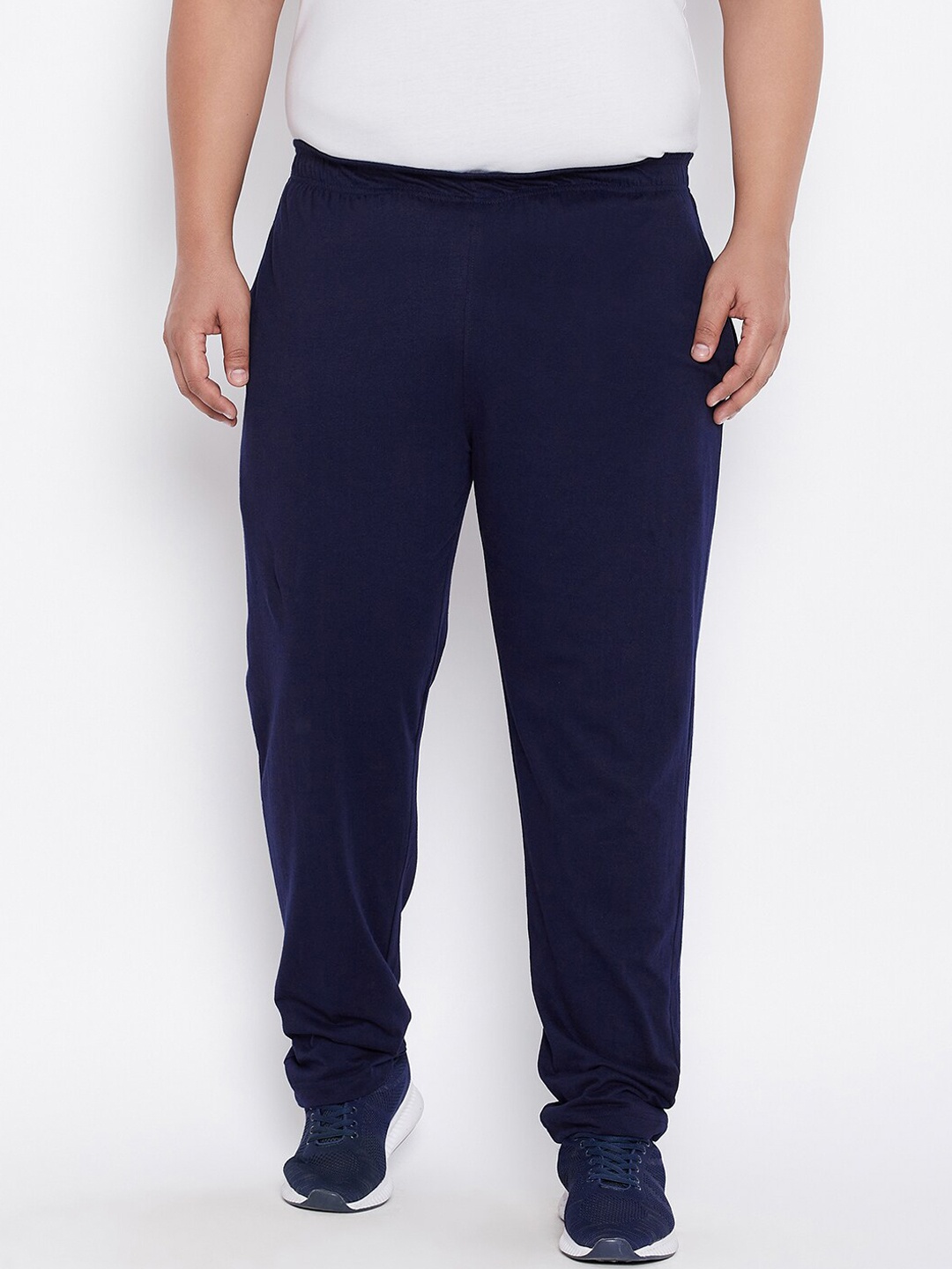 

bigbanana Plus Size Men Navy Blue Solid Trackpant