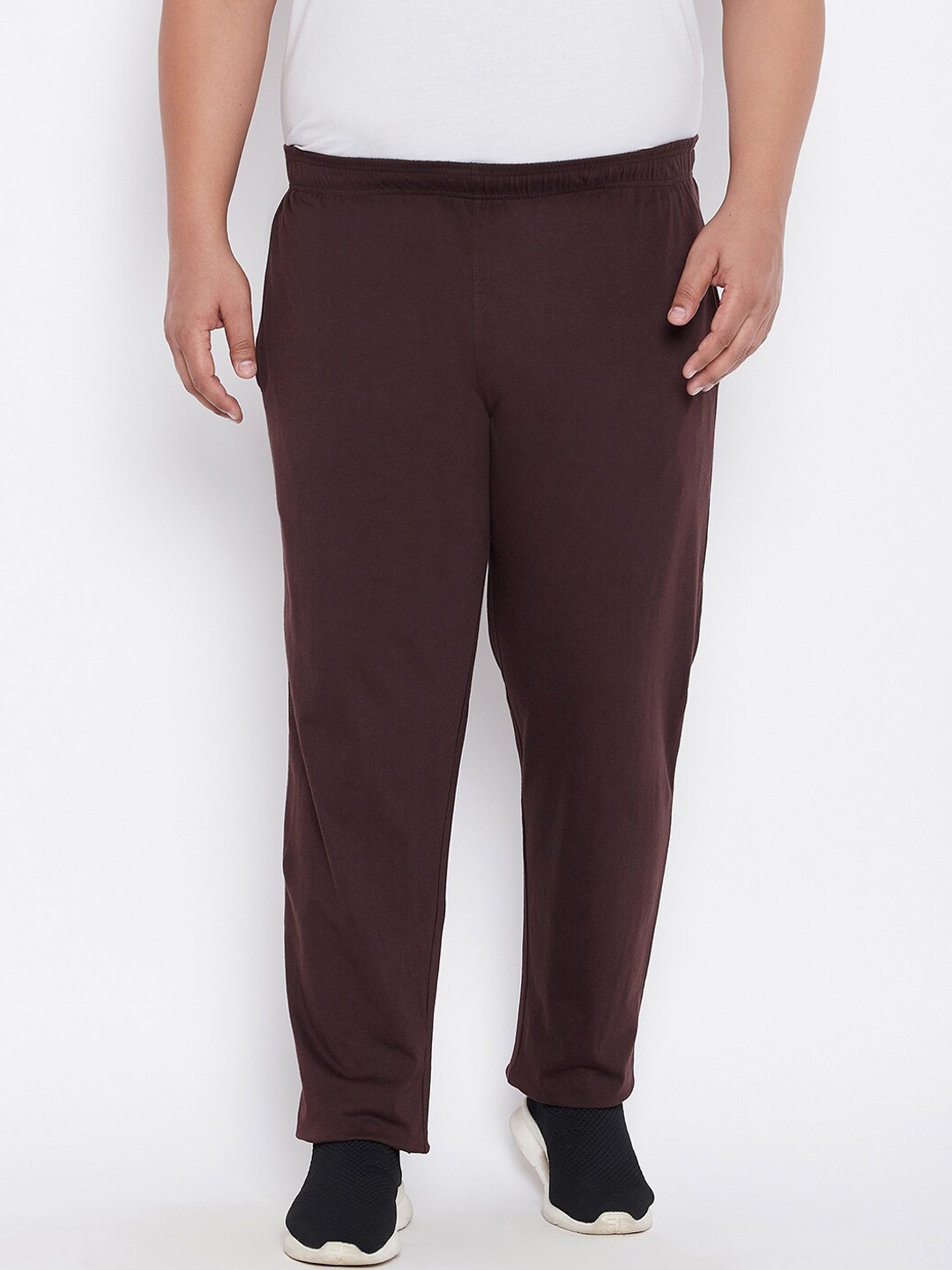 

bigbanana Plus Size Men Brown Solid Trackpant