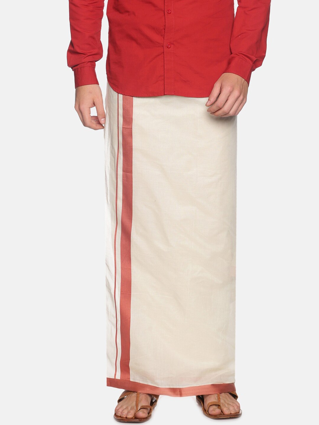 

Sethukrishna Men Off White Traditional Kerala Double Mundu