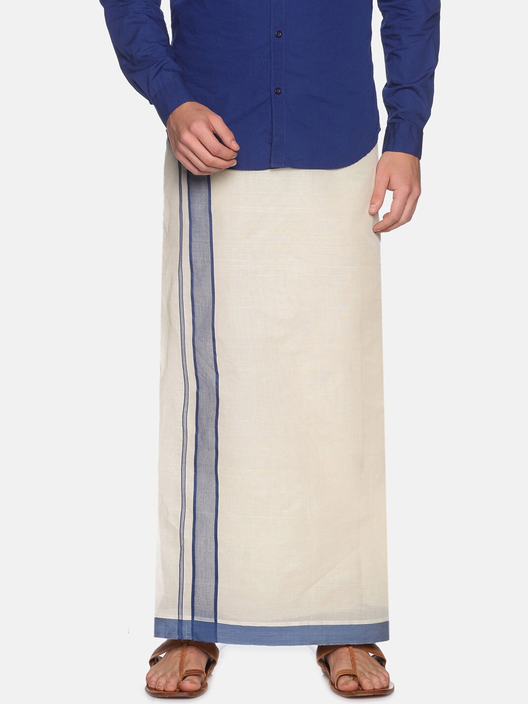 

Sethukrishna Men Off White Traditional Kerala Double Mundu