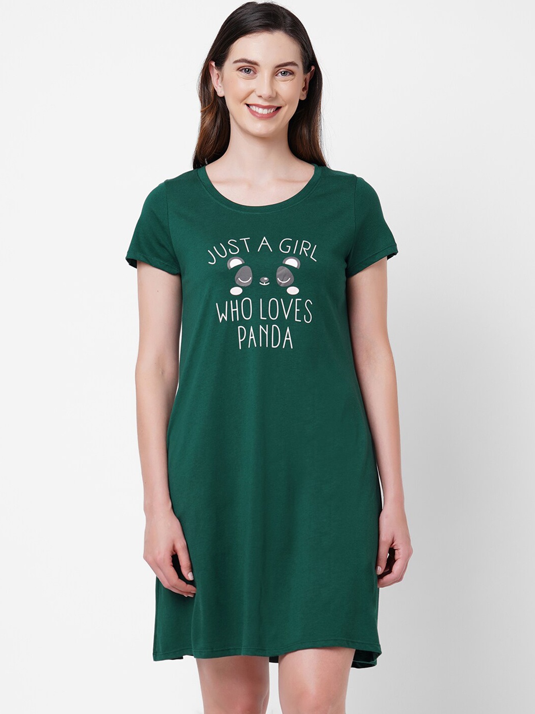 

SOIE Women Green Printed Sleep Shirts
