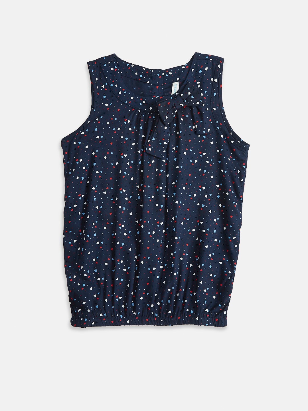 

Pantaloons Junior Girls Navy Blue Printed Blouson Top