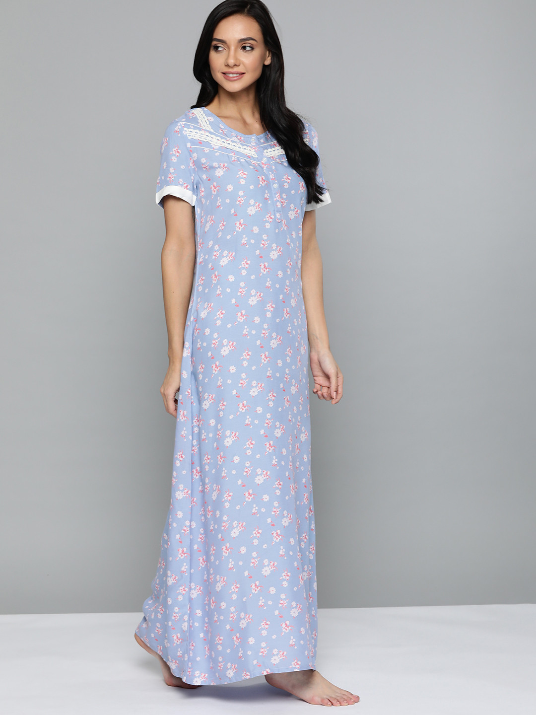 

HERE&NOW Blue Printed Maxi Nightdress
