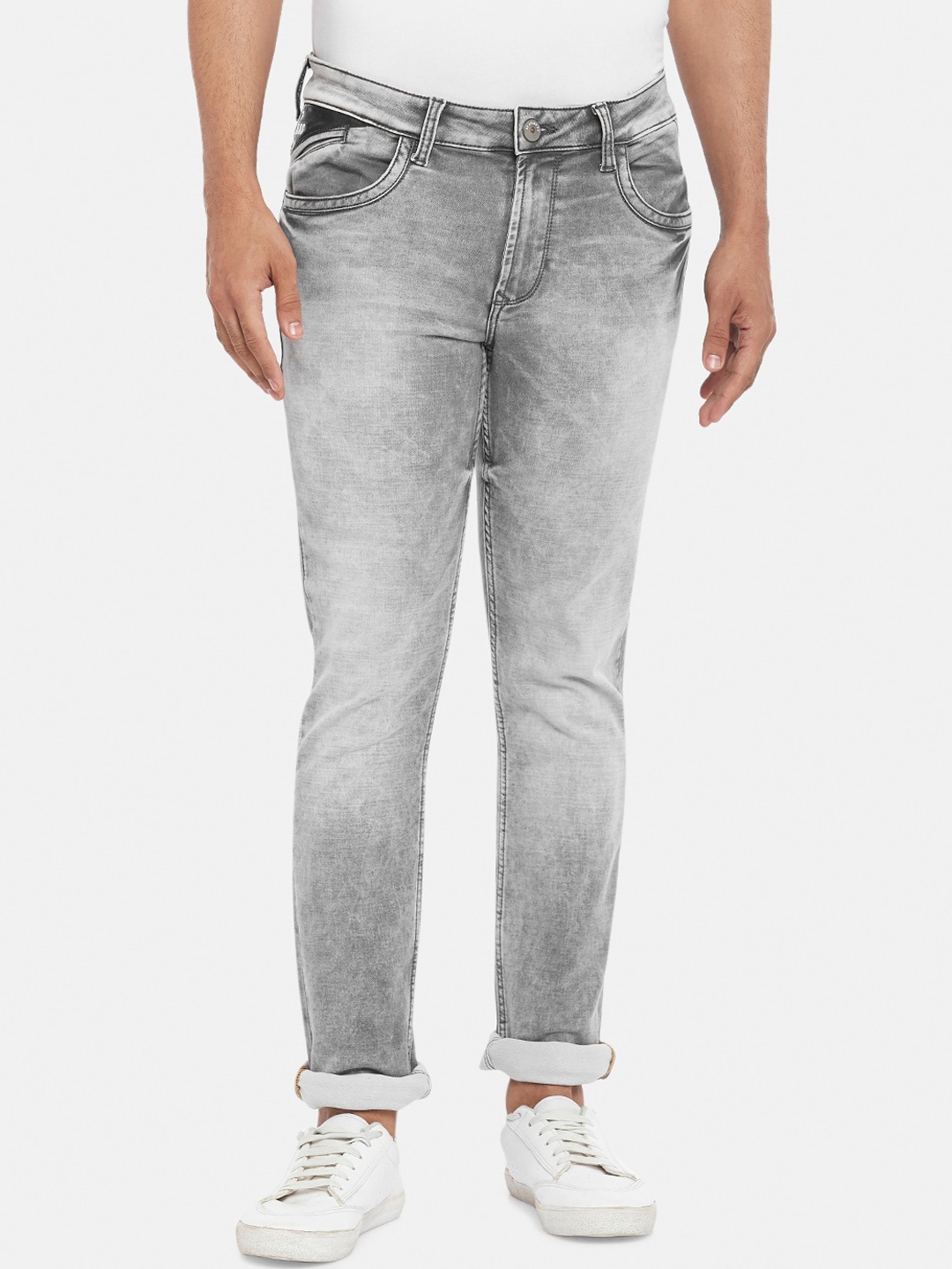 

SF JEANS by Pantaloons Men Grey Slim Fit Low-Rise Heavy Fade Jeans
