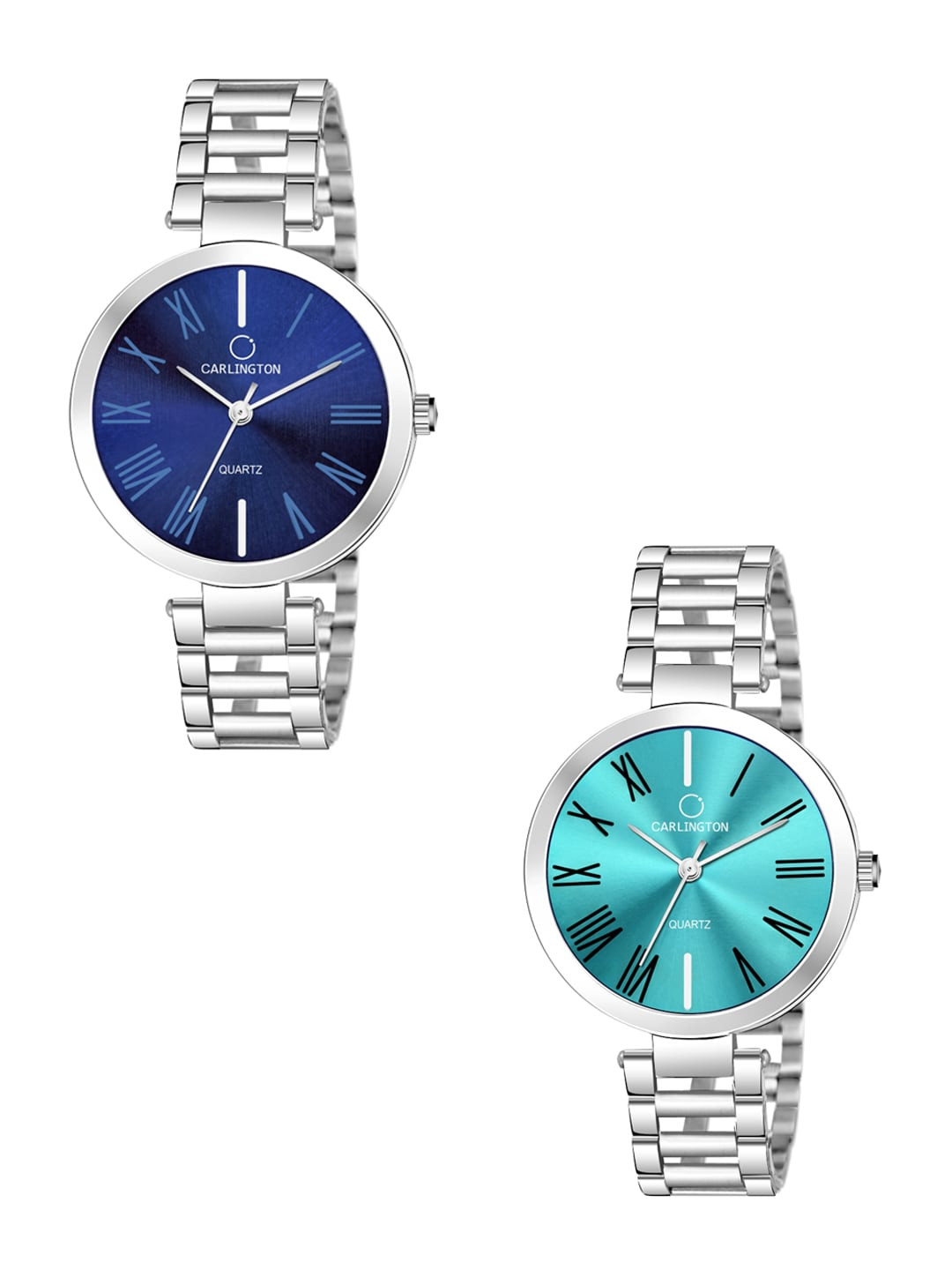 

CARLINGTON Women Set of 2 Printed Dial Stainless Steel Analogue Watch, Blue