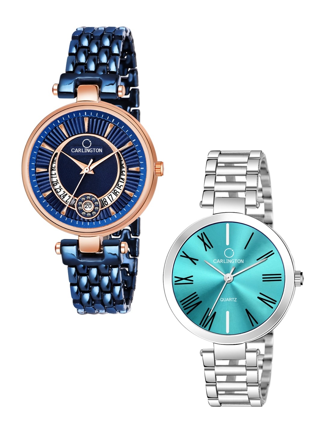 

CARLINGTON Women Multicoloured Mother of Pearl Dial & Multicoloured Stainless Steel Straps Analogue Watch, Blue