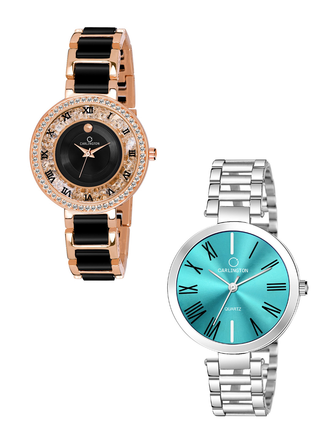 

CARLINGTON Women Multicoloured Embellished Dial & Multicoloured Stainless Steel Bracelet Style Straps Watch, Rose gold
