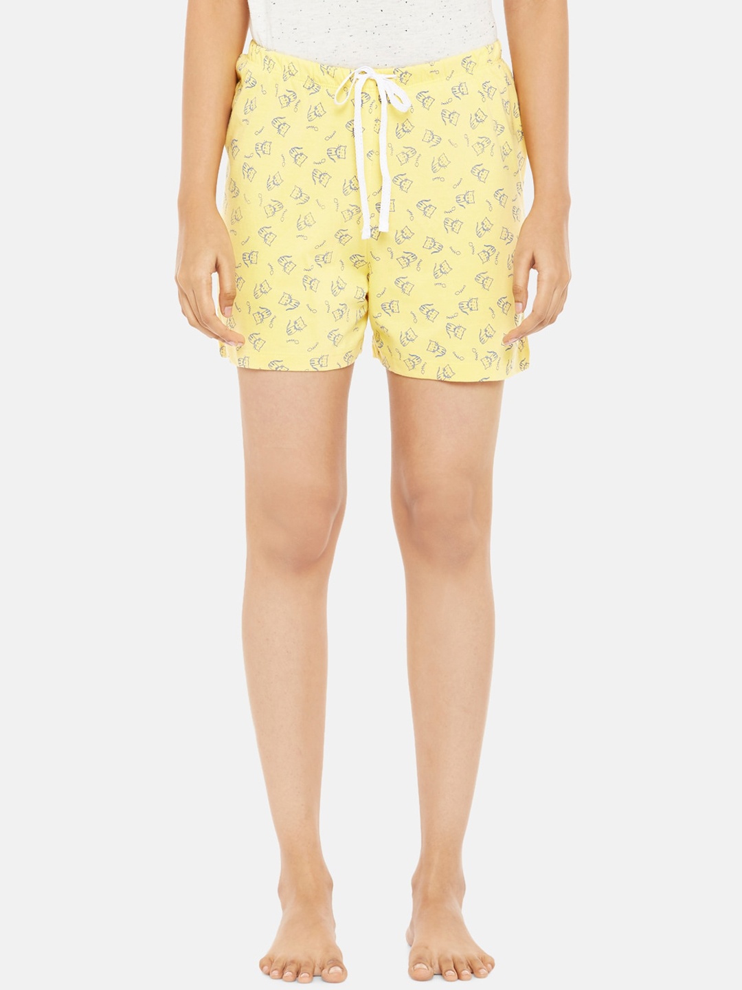 

Dreamz by Pantaloons Women Yellow Conversational Printed Mid-Rise Regular Shorts