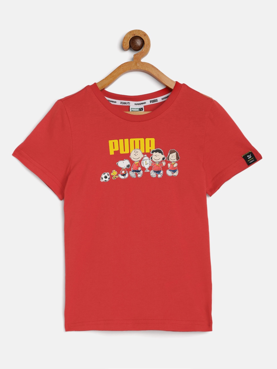 

PUMA x PEANUTS Unisex Kids Red Printed Pure Cotton T-shirt