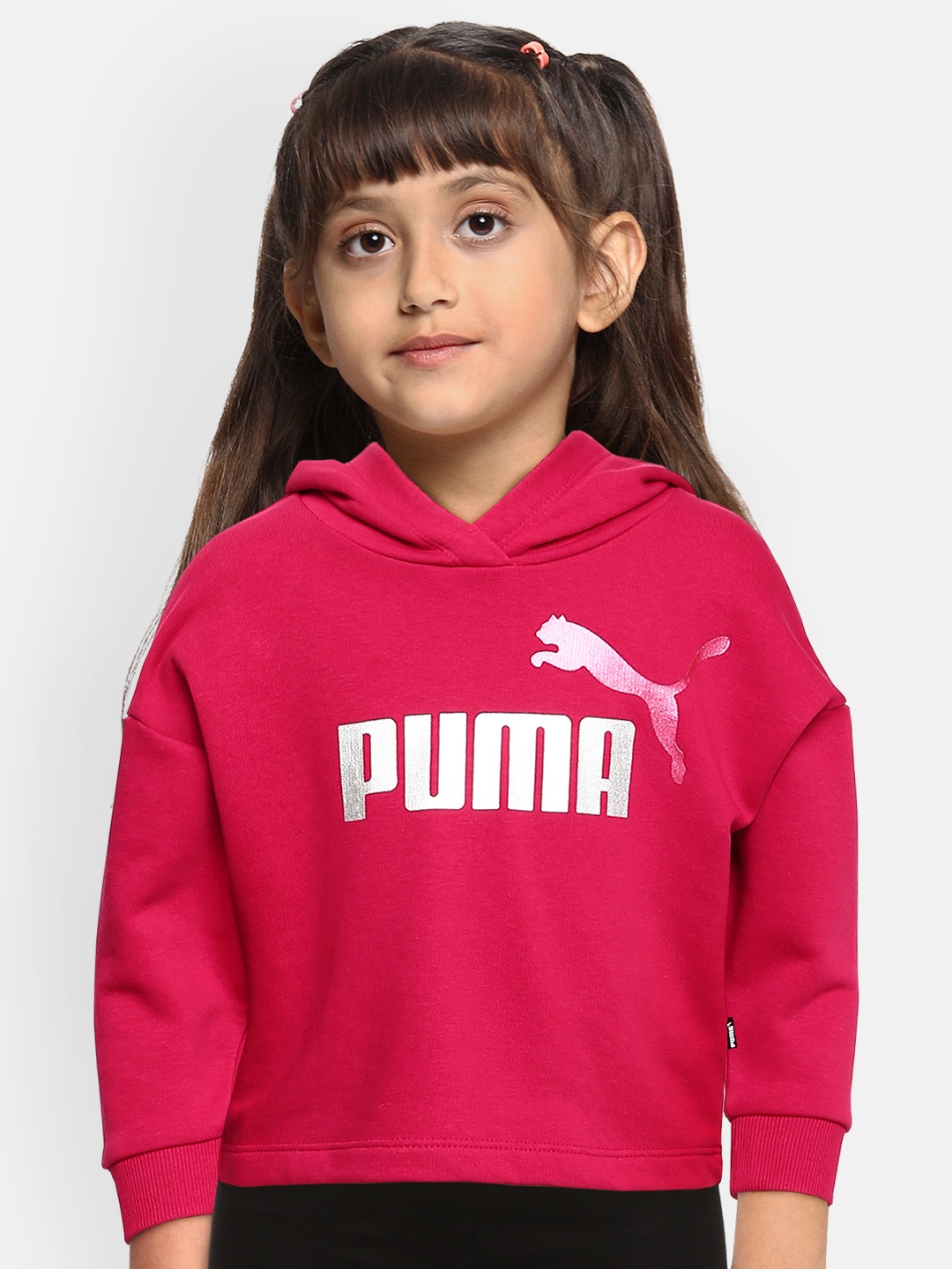 

Puma Girls Red Logo Printed Cropped Hooded Sweatshirt