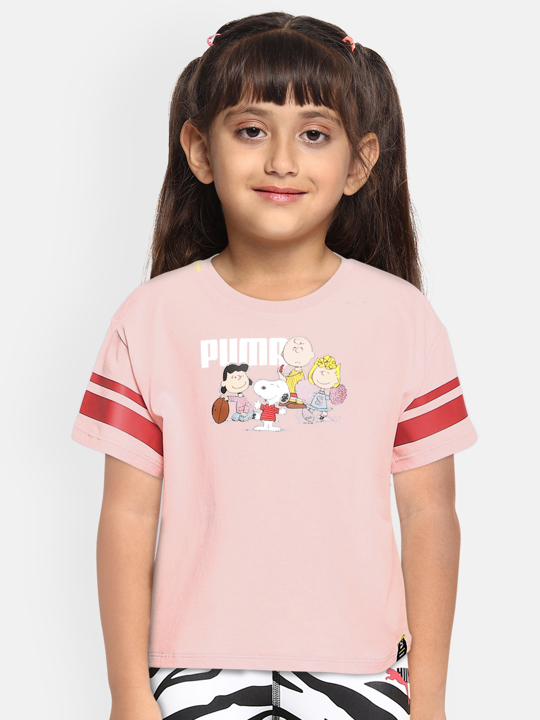 

PUMA x PEANUTS Girls Pink Printed Pure Cotton Regular Top