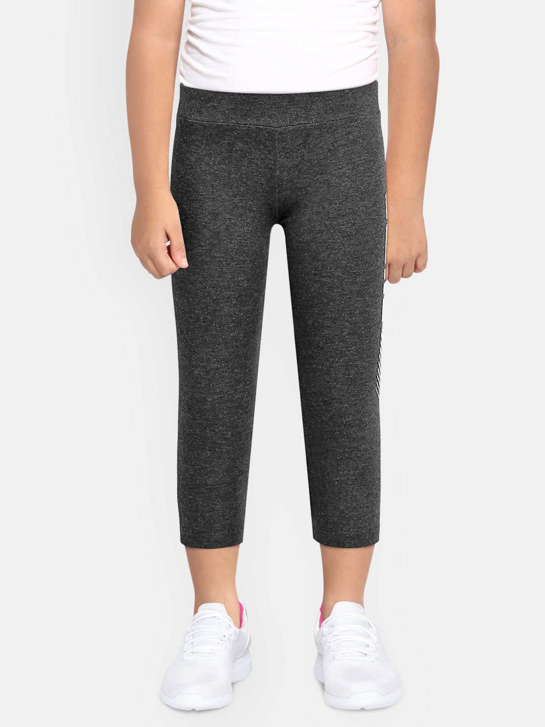 

Puma Girls Charcoal Grey Essentials+ Graphic Slim Tights