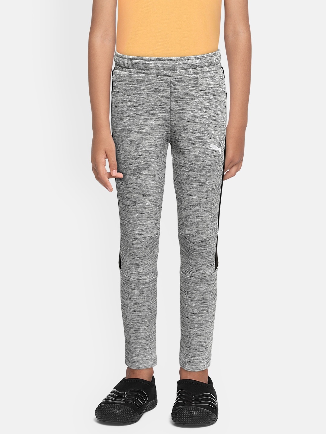 

Puma Boys Slim Fit Solid Pure Cotton Evostripe Knitted Track Pants, Grey