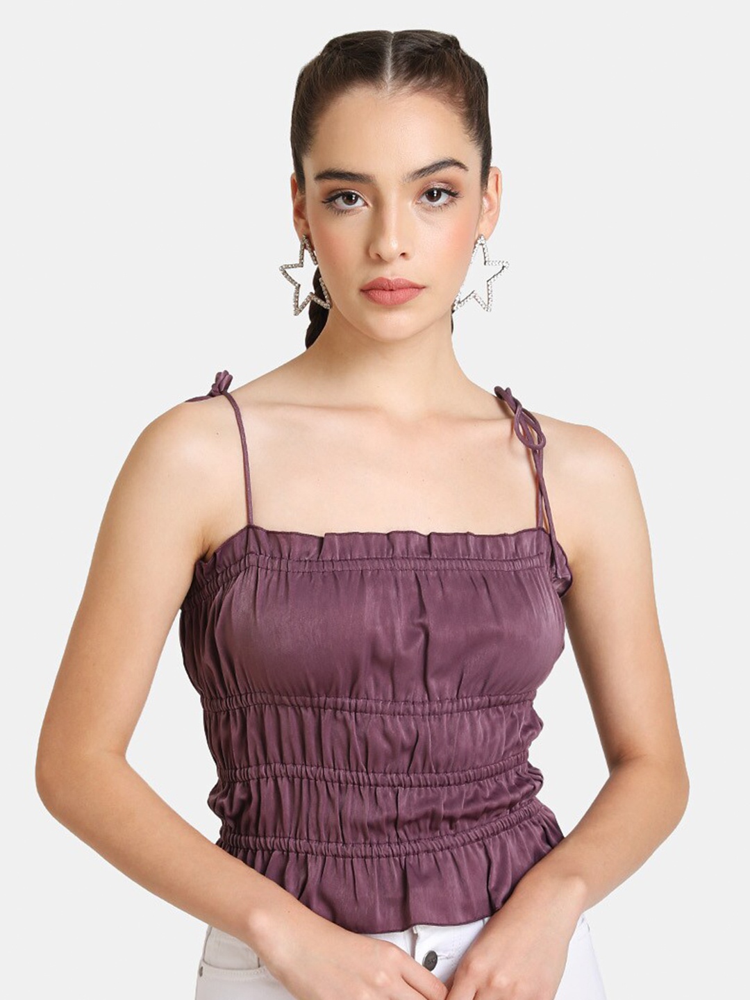 

Kazo Purple & quiet shade Cinched Waist Top
