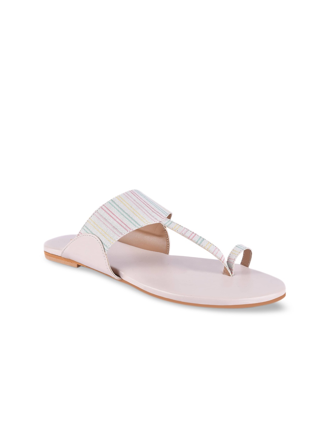 

Anouk Women Cream-Coloured Striped One Toe Flats
