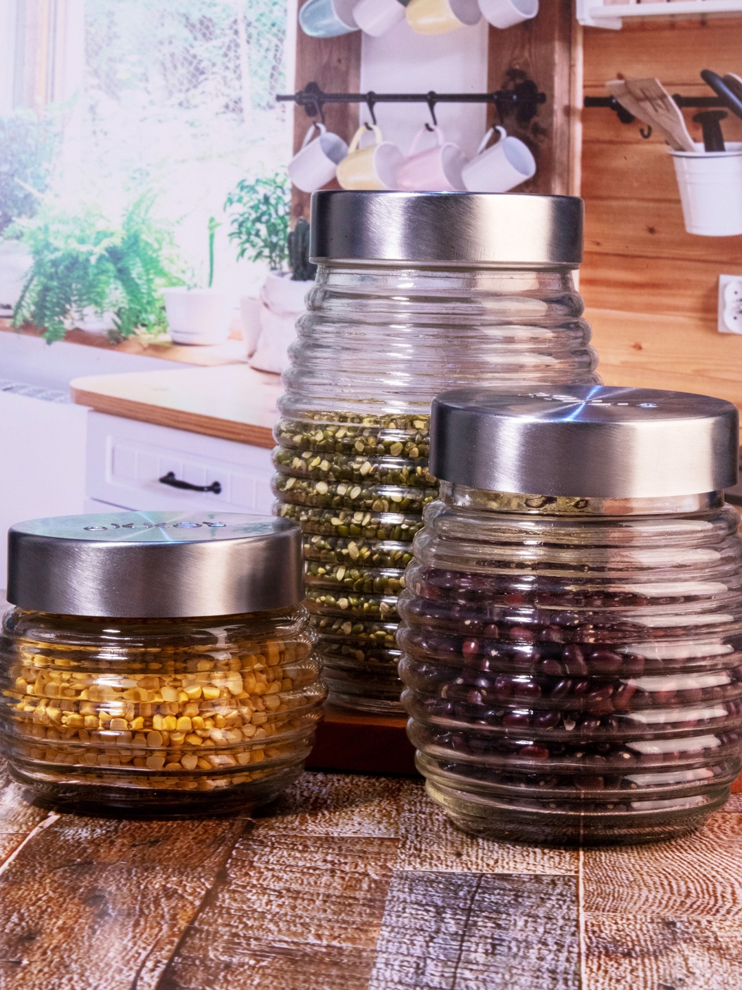 

Roxx Set Of 3 Transparent Glass Storage Jars