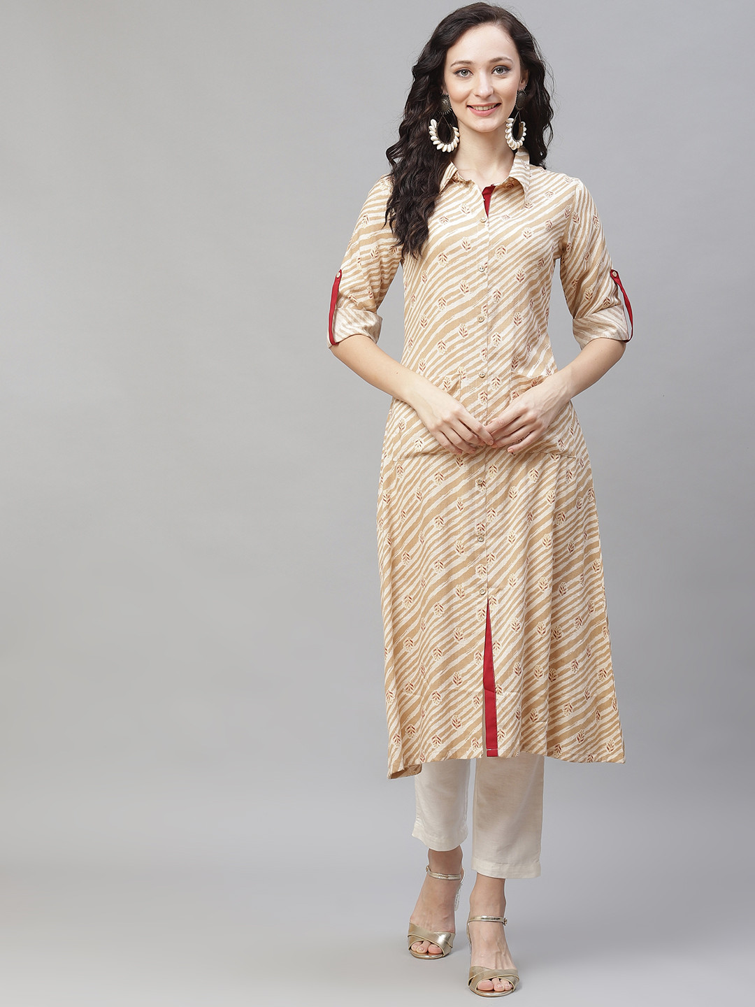 

AHIKA Women Beige Printed Kurta