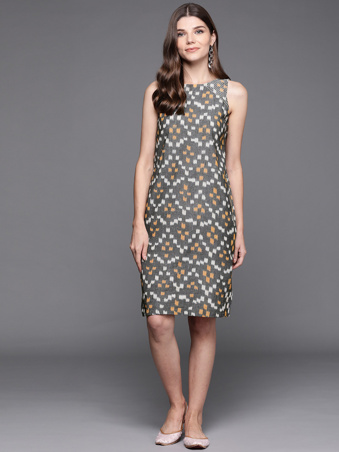 

PINKSKY Grey & White A-Line Dress