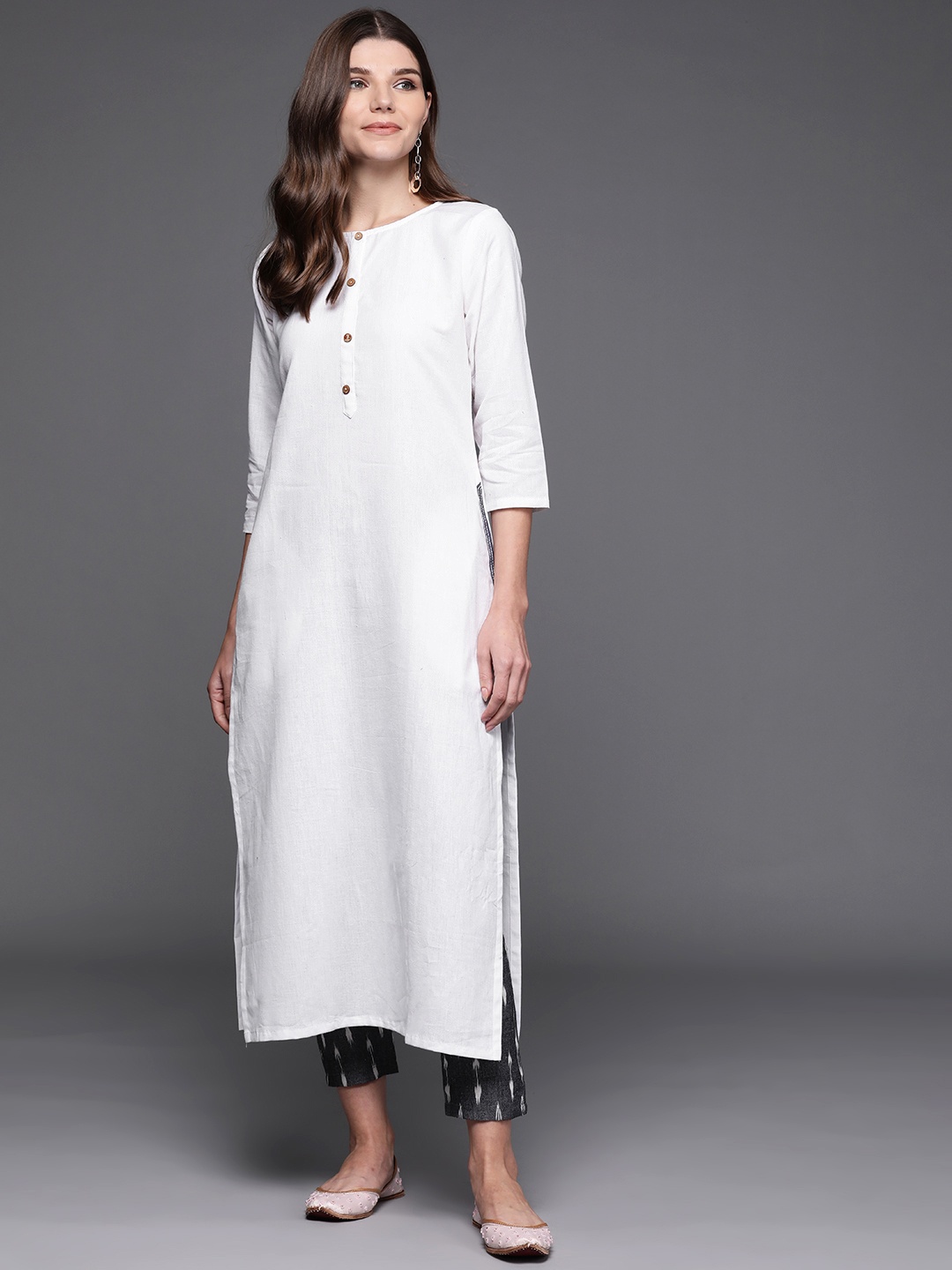 

PINKSKY Women White Romance Kurta