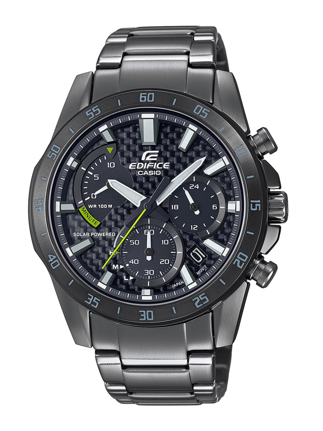

CASIO Men Black Dial & Grey Stainless Steel Analogue Solar Powered Watch EX534