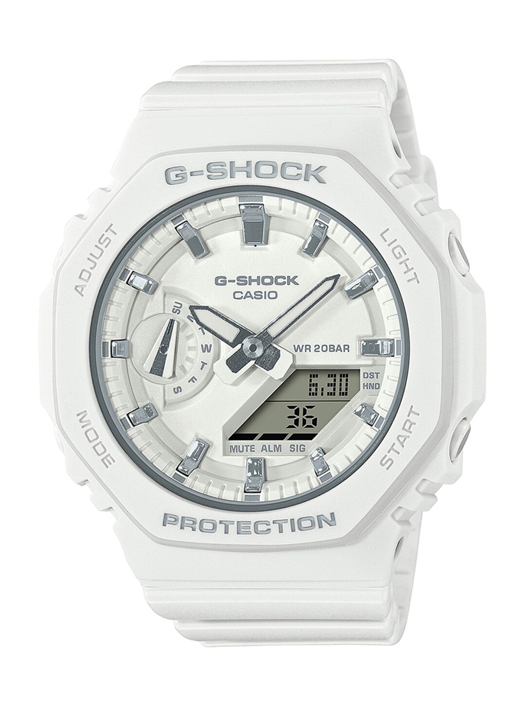 

CASIO Women G-Shock GMA-S2100-7ADR White Ana-Digi Dial White Resin Strap Watch G1110